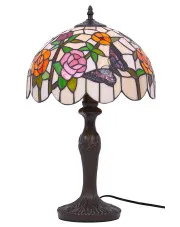 Witrażowa lampa stołowa z motywem kwiatów - A656-Tones w sklepie o6i2u8y4t0z.info
