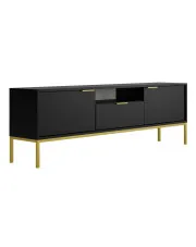 Szafka RTV z szufladą i drzwiczkami 175 cm czarny + złoty - Pascal 6X w sklepie o6i2u8y4t0z.info