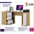 Lewostronne biurko Osmen 3X kolor dąb+artisan biały