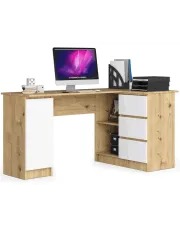 Prawostronne biurko z komodą dąb artisan + biały - Volume 4X w sklepie o6i2u8y4t0z.info