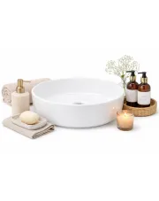 Biała okrągła umywalka ceramiczna na blat - Apulia w sklepie o6i2u8y4t0z.info