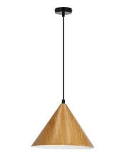 Lampa wisząca z kloszem imitującym drewno jasny dąb - D281-Inox w sklepie o6i2u8y4t0z.info