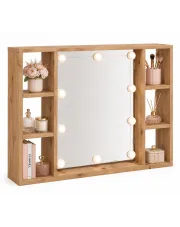 Lustro z półkami i oświetleniem LED dąb artisan - William w sklepie o6i2u8y4t0z.info