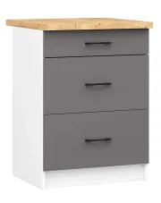 Szara dolna szafka kuchenna z szufladami - Vivienne 10X 60 cm w sklepie o6i2u8y4t0z.info
