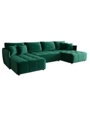 Welurowa zielona sofa rozkładana z pojemnikiem na pościel - Szafir w sklepie o6i2u8y4t0z.info