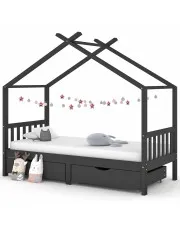 Szare łóżko dziecięce z 2 szufladami 90x200 cm - Koras w sklepie o6i2u8y4t0z.info