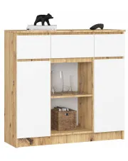 Wąska minimalistyczna komoda dąb artisan + biały - Nuvo w sklepie o6i2u8y4t0z.info