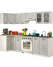 Komplet mebli kuchennych narożnych beton 300 cm - Poli w sklepie o6i2u8y4t0z.info