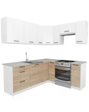Zestaw mebli kuchennych narożnych dąb sonoma + biały - Hemi w sklepie o6i2u8y4t0z.info