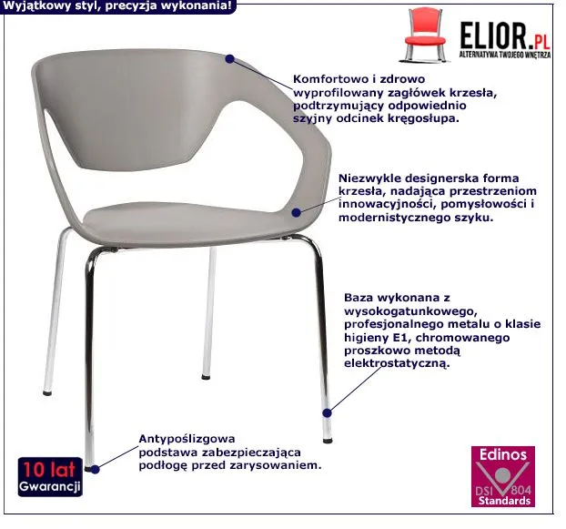 Designerskie krzesło Lofas - szare