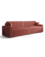 Łososiowa sofa rozkładana z pojemnikiem na pościel - Almoria w sklepie o6i2u8y4t0z.info