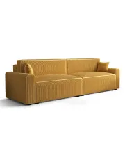 Musztardowa sztruksowa sofa z funkcją spania - Almoria w sklepie o6i2u8y4t0z.info