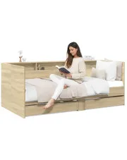Drewniane łóżko młodzieżowe dla dziewczynki dąb sonoma 90x200 cm - Santa w sklepie o6i2u8y4t0z.info