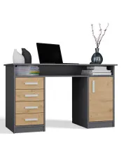 Biurko z szufladami antracyt + dąb artisan - Ulfo 3X w sklepie o6i2u8y4t0z.info