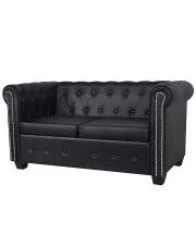 2-osobowa czarna sofa w stylu Chesterfield - Xavier 2Q w sklepie o6i2u8y4t0z.info