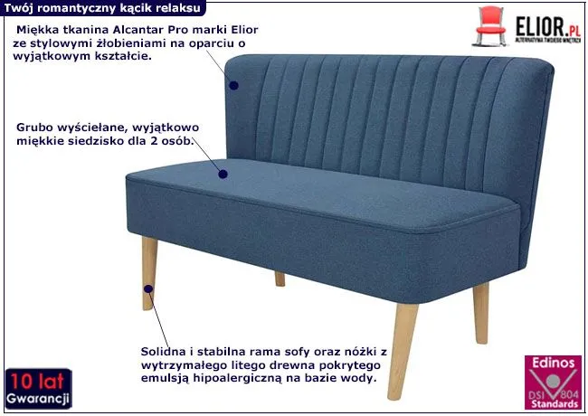 Niebieska lekka sofa Lernes