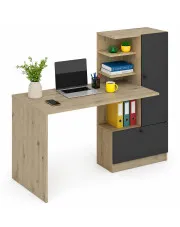 Nowoczesne biurko z szafkami i półkami dąb artisan + czarny - Ikor w sklepie o6i2u8y4t0z.info