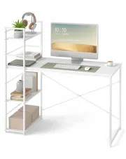 Białe minimalistyczne biurko komputerowe z regałem - Iverx w sklepie o6i2u8y4t0z.info