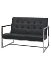 Zgrabna 2-osobowa sofa Aparro z ekoskóry - czarna w sklepie o6i2u8y4t0z.info