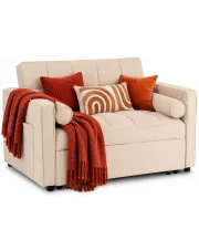 Beżowa rozkładana sofa amerykanka z poduszkami - Ladixi w sklepie o6i2u8y4t0z.info