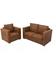 2-osobowa skórzana sofa do salonu oraz fotel - Lemis w sklepie o6i2u8y4t0z.info