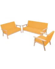 Żółty trzyczęściowy zestaw wypoczynkowy w stylu vintage - Kifi 5X w sklepie o6i2u8y4t0z.info