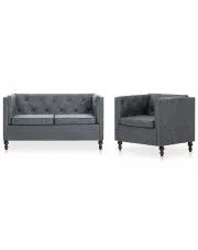 Zestaw wypoczynkowy w stylu chesterfield Ikseros 3X - Szary w sklepie o6i2u8y4t0z.info