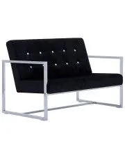 Zgrabna 2-osobowa sofa Aparro - aksamit, czarna w sklepie o6i2u8y4t0z.info