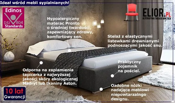 Łóżko tapicerowane z pojemnikiem na pościel 160x200 Gefros