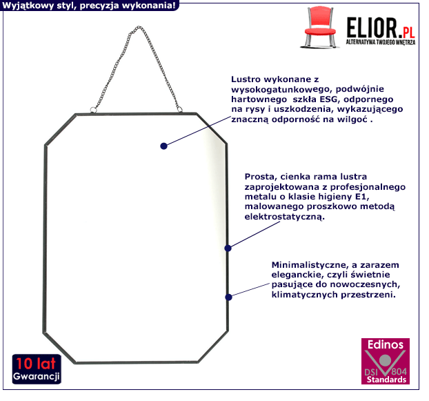 Minimalistyczne lustra Dario - czarne