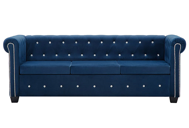 Produkt Aksamitna sofa w stylu Chesterfield Xavier 3Q - niebieska - zdjęcie numer 2