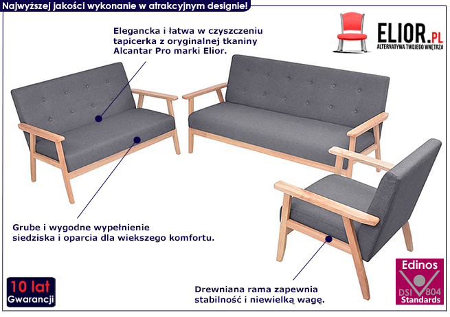 Ciemnoszary zestaw Kifi 3D
