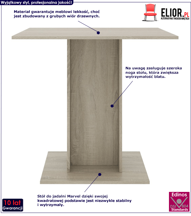Produkt Stół jadalniany minimalistyczny Malto – dąb sonoma