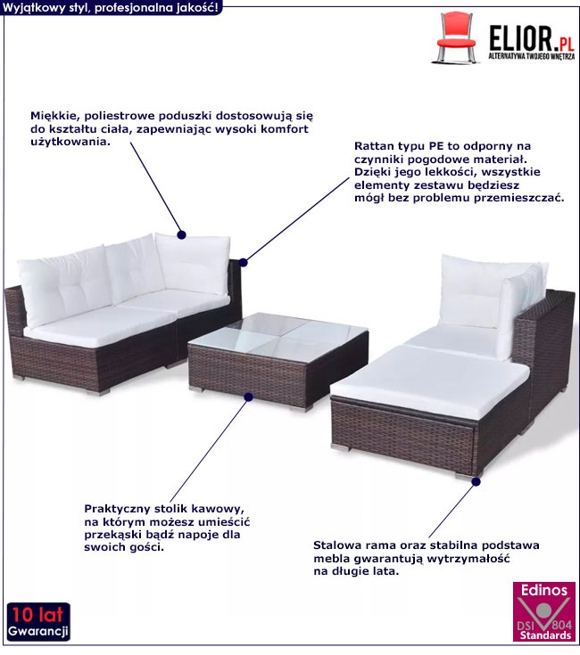 Produkt Meble wypoczynkowe na taras Wets - brązowe