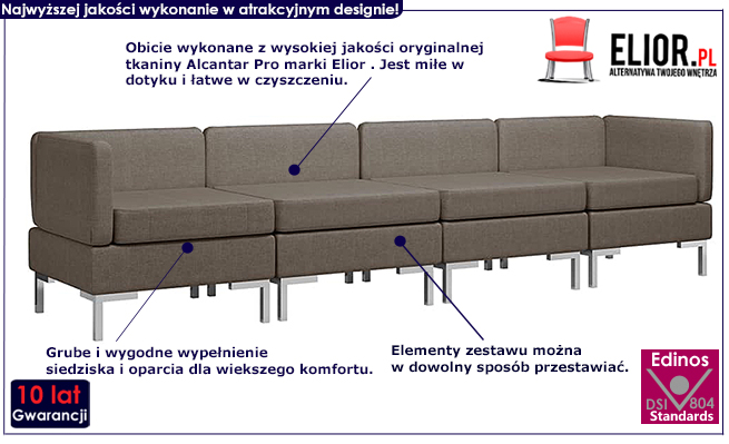 Taupe 4-częściowy zestaw wypoczynkowy Gova 4D