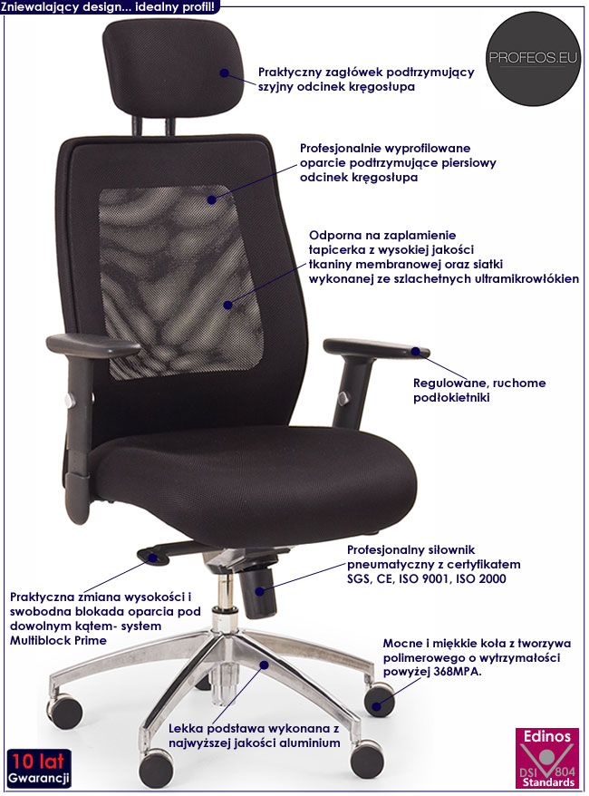 czarny fotel dyrektorski do biurka Delixa
